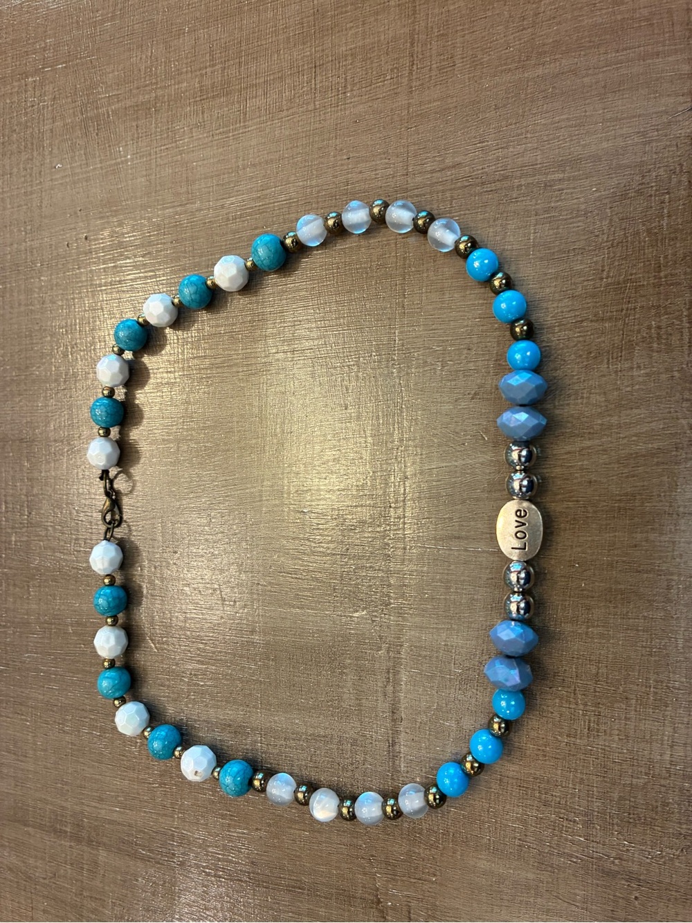 Love Beaded Turquoise & White Women's Necklace